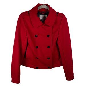 Old Navy Women's Size Small Red Button Up Wool‎ Long Sleeve Pea Coat Jacket